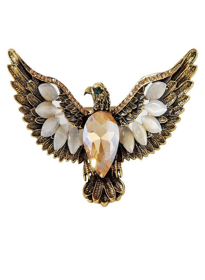 MXUHUI Eagle Bird Brooches Pin for Women/Men Fashion Crystal Animal Brooch Jewelry (Gold) - Image 1